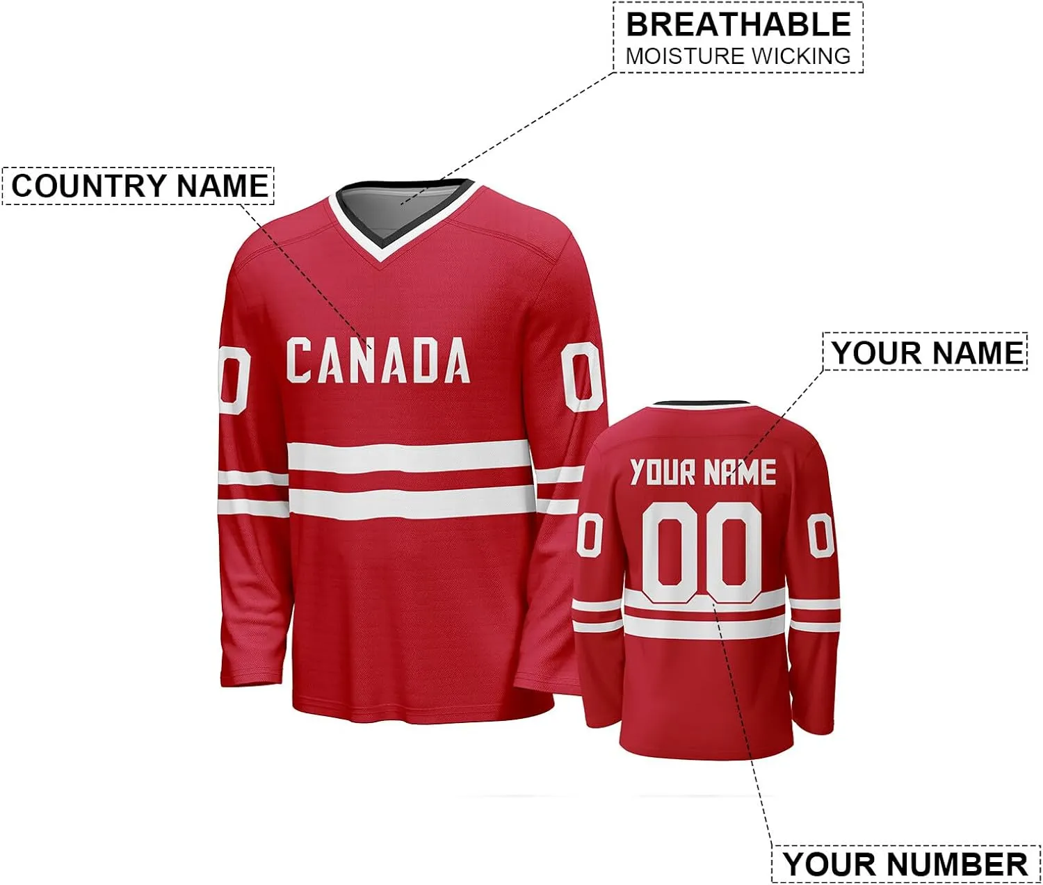 Custom National Hockey Jersey Personalized Name Number V-Neck Sports Ice Hockey Jerseyss Fans Gift for Men Women Youth