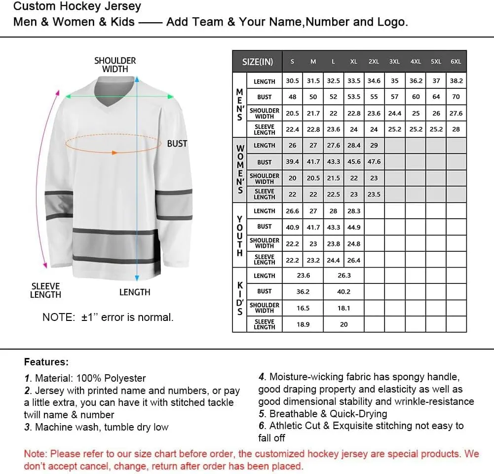 Custom National Hockey Jersey Personalized Name Number V-Neck Sports Ice Hockey Jerseyss Fans Gift for Men Women Youth