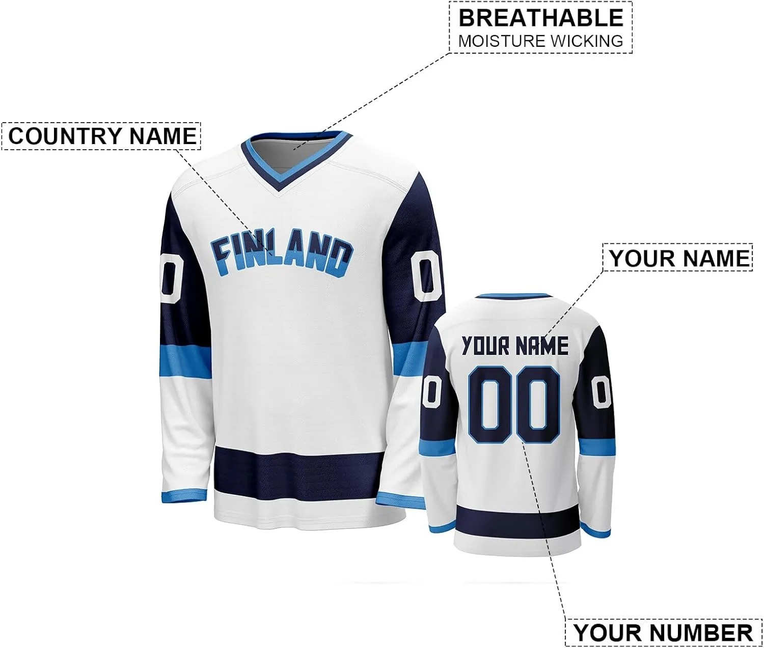 Custom National Hockey Jersey Personalized Name Number V-Neck Sports Ice Hockey Jerseyss Fans Gift for Men Women Youth