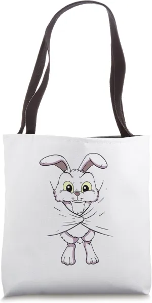 Cute Bunny Rabbit Covering Himself Funny Tote Bag