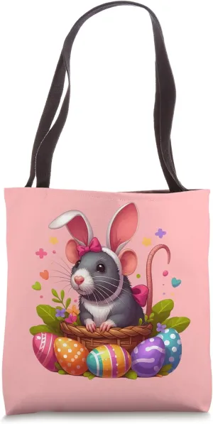 Cute Easter Bunny Rat Tote Bag