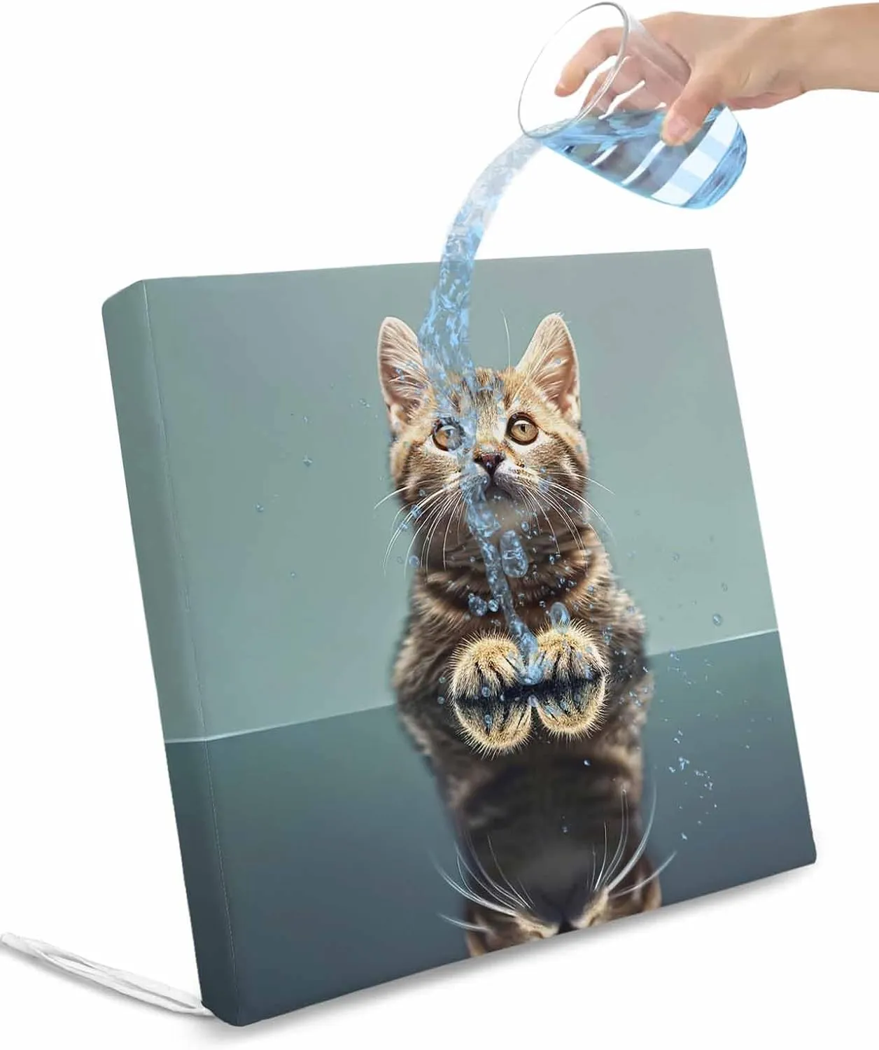 Cute Lovely Cat Outdoor Cushion Chair Cover Set of 2 - Waterproof Couch Seat Covers, Modern Art Mirror Image Pet Patio Furniture Protector Cushions Slipcovers for Sofa/RV, 24"x24"x4"