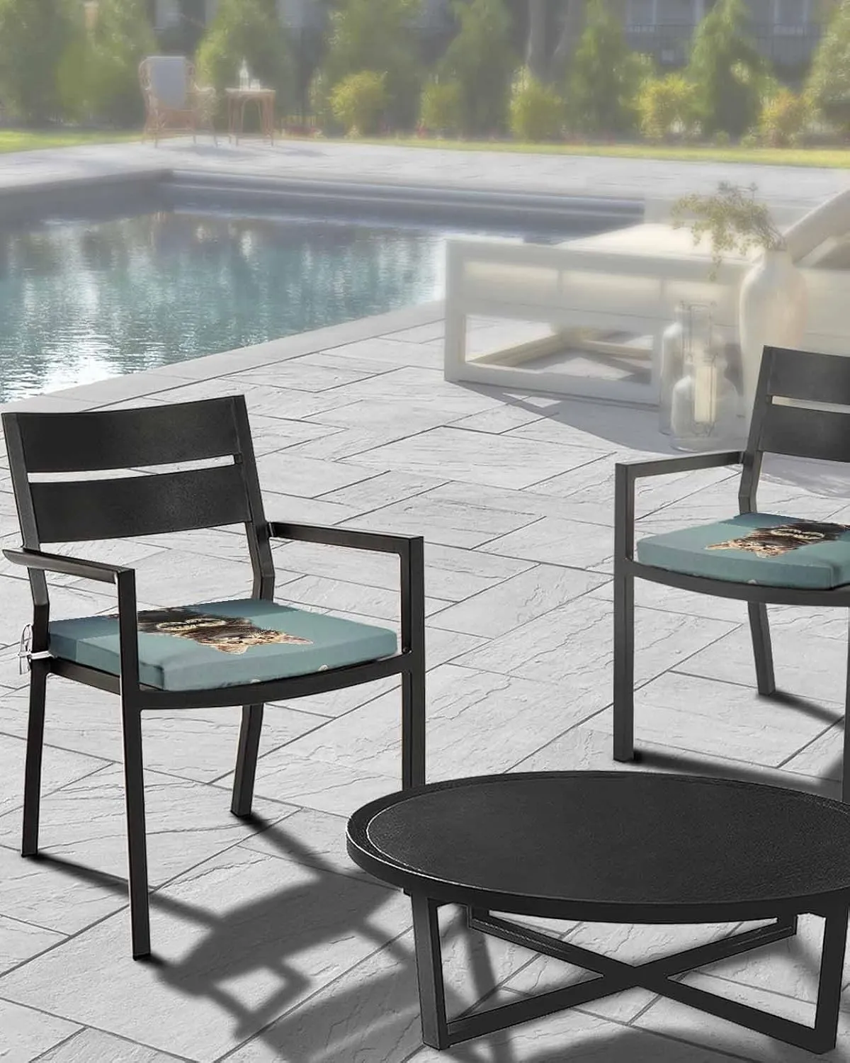 Cute Lovely Cat Outdoor Cushion Chair Cover Set of 2 - Waterproof Couch Seat Covers, Modern Art Mirror Image Pet Patio Furniture Protector Cushions Slipcovers for Sofa/RV, 24"x24"x4"