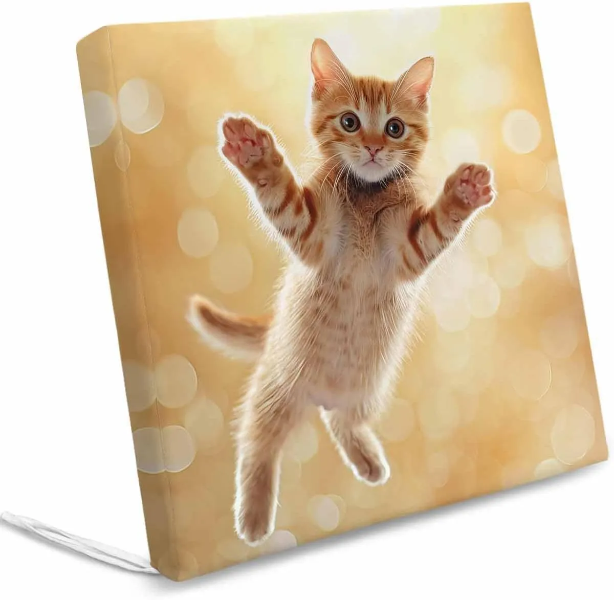 Cute Orange Cat Outdoor Cushion Chair Cover Set of 4 - Waterproof Couch Seat Covers, Lovely Modern Floating Pet Kitten Patio Furniture Protector Cushions Slipcovers for Sofa/RV, 24"x24"x4"