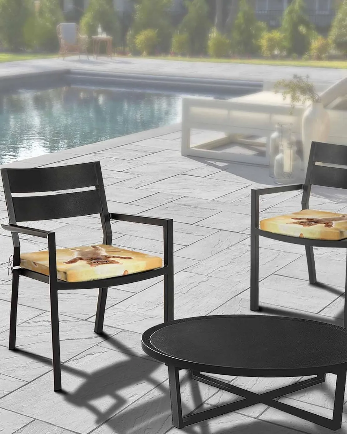 Cute Orange Cat Outdoor Cushion Chair Cover Set of 4 - Waterproof Couch Seat Covers, Lovely Modern Floating Pet Kitten Patio Furniture Protector Cushions Slipcovers for Sofa/RV, 24"x24"x4"