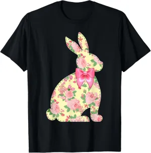 Cute Plaid Bunny Stitch Artwork Bow - Buffalo Check Rabbit T-Shirt