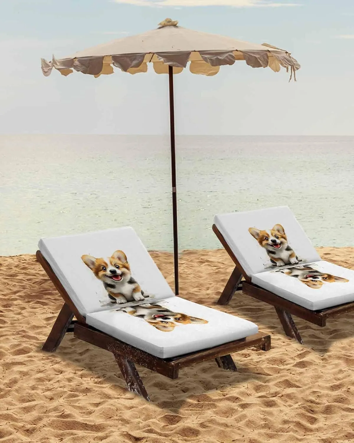 Cute Puppy Outdoor Cushion Chair Cover Set of 2 - Waterproof Couch Seat Covers, Modern Sitting Pet Dog Watercolor Patio Furniture Protector Cushions Slipcovers for Sofa/RV, 24"x24"x4"