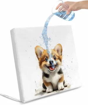 Cute Puppy Outdoor Cushion Chair Cover Set of 2 - Waterproof Couch Seat Covers, Modern Sitting Pet Dog Watercolor Patio Furniture Protector Cushions Slipcovers for Sofa/RV, 24"x24"x4"