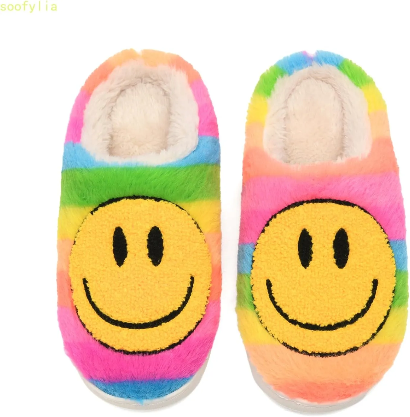 Cute Smile Face Kids' Plush Happy Face Slippers - Non-Slip, Warm, Indoor/Outdoor