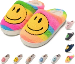Cute Smile Face Kids' Plush Happy Face Slippers - Non-Slip, Warm, Indoor/Outdoor