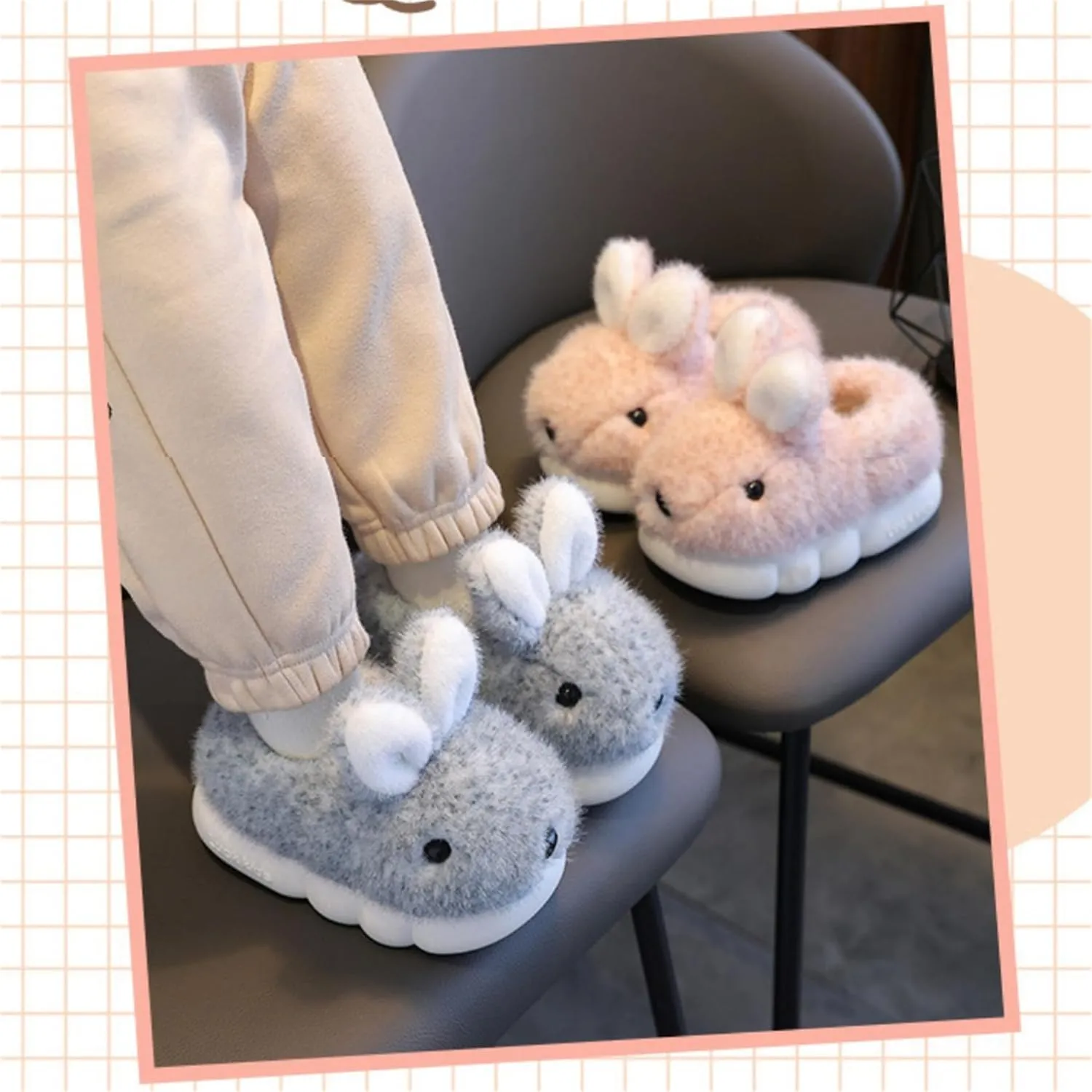 Cute Women's Rabbit Slippers - Warm & Plush, Cartoon Design, Perfect for Winter & Indoor/Outdoor Use