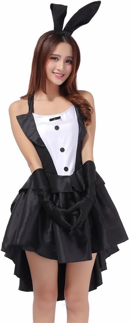 Cute Bunny Costume Women Charming Bunny Girl Skirt One-Piece Bodysuit Rabbit Outfit Cosplay for Halloween Christmas