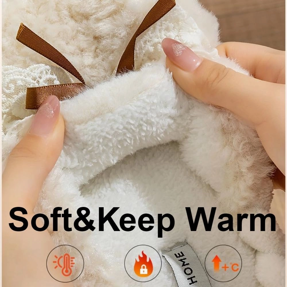 Cute Butterfly Fuzzy Women's Slippers Winter Fluffy Open Toe House Slippers Slip On Plush Bedroom Shoes Indoor Outdoor