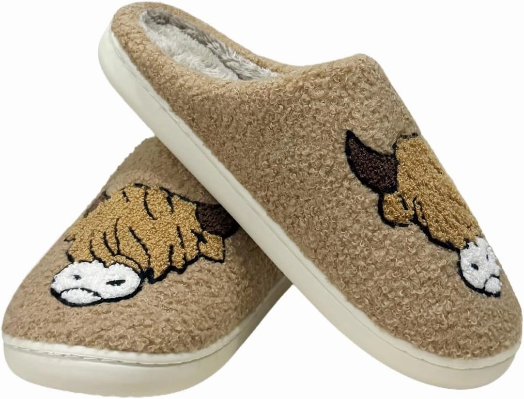 Cute House Slippers for Women Men Fluffy Plush Warm Animal Slippers Winter Comfy Bedroom Shoes