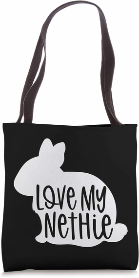 Cute Love My Nethie Bunny Design - Netherland Dwarf Rabbit Tote Bag