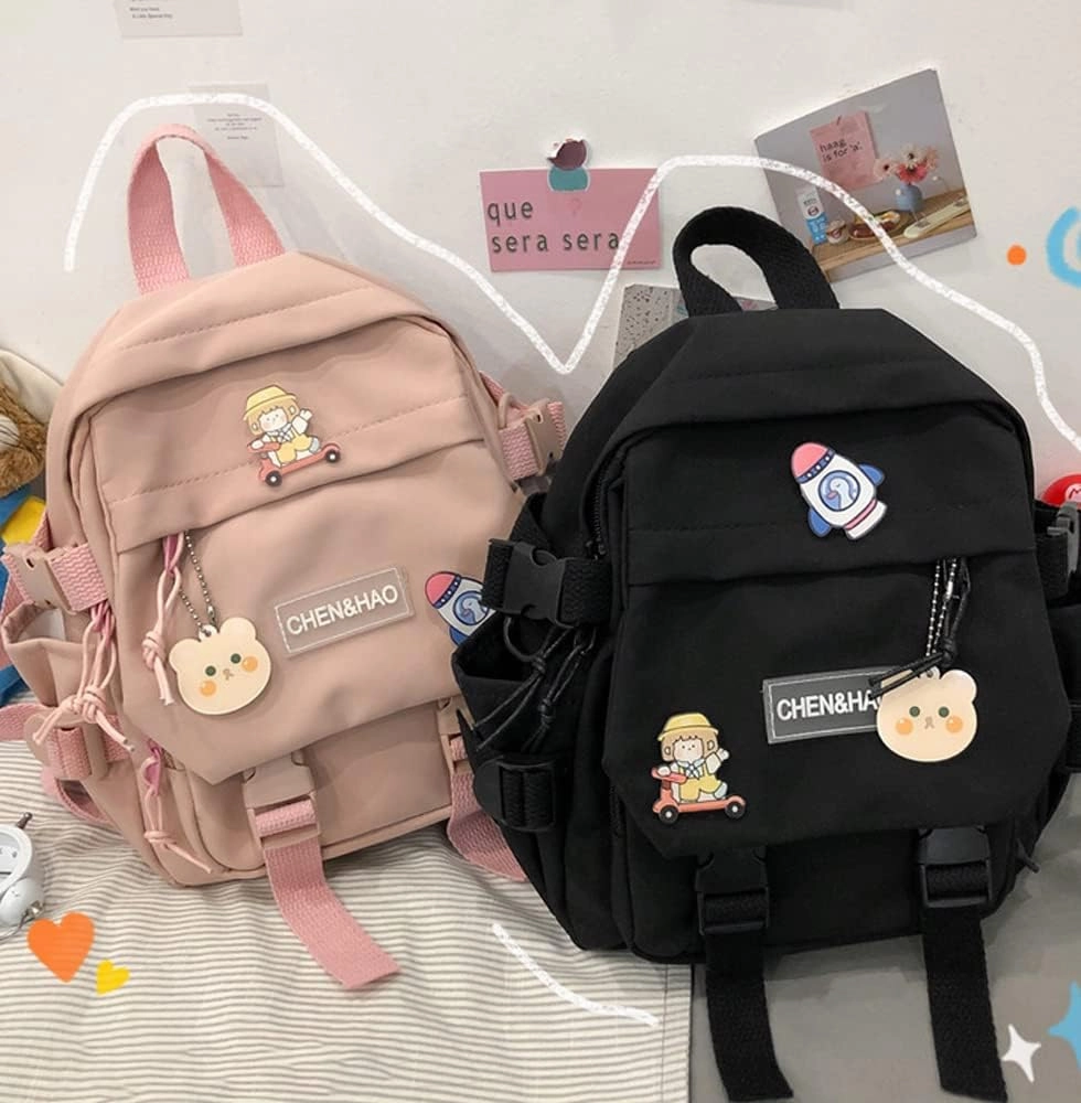 Cute Mini Backpack with Pin Accessories Plush Pendant for School