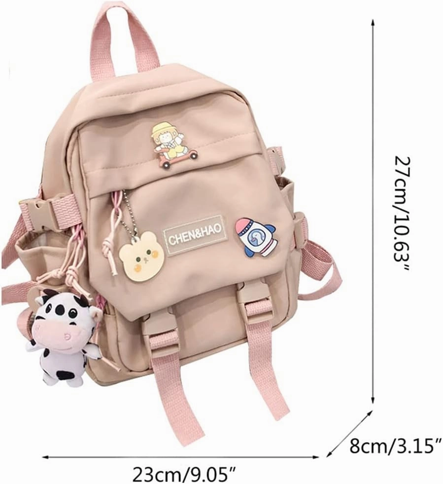 Cute Mini Backpack with Pin Accessories Plush Pendant for School
