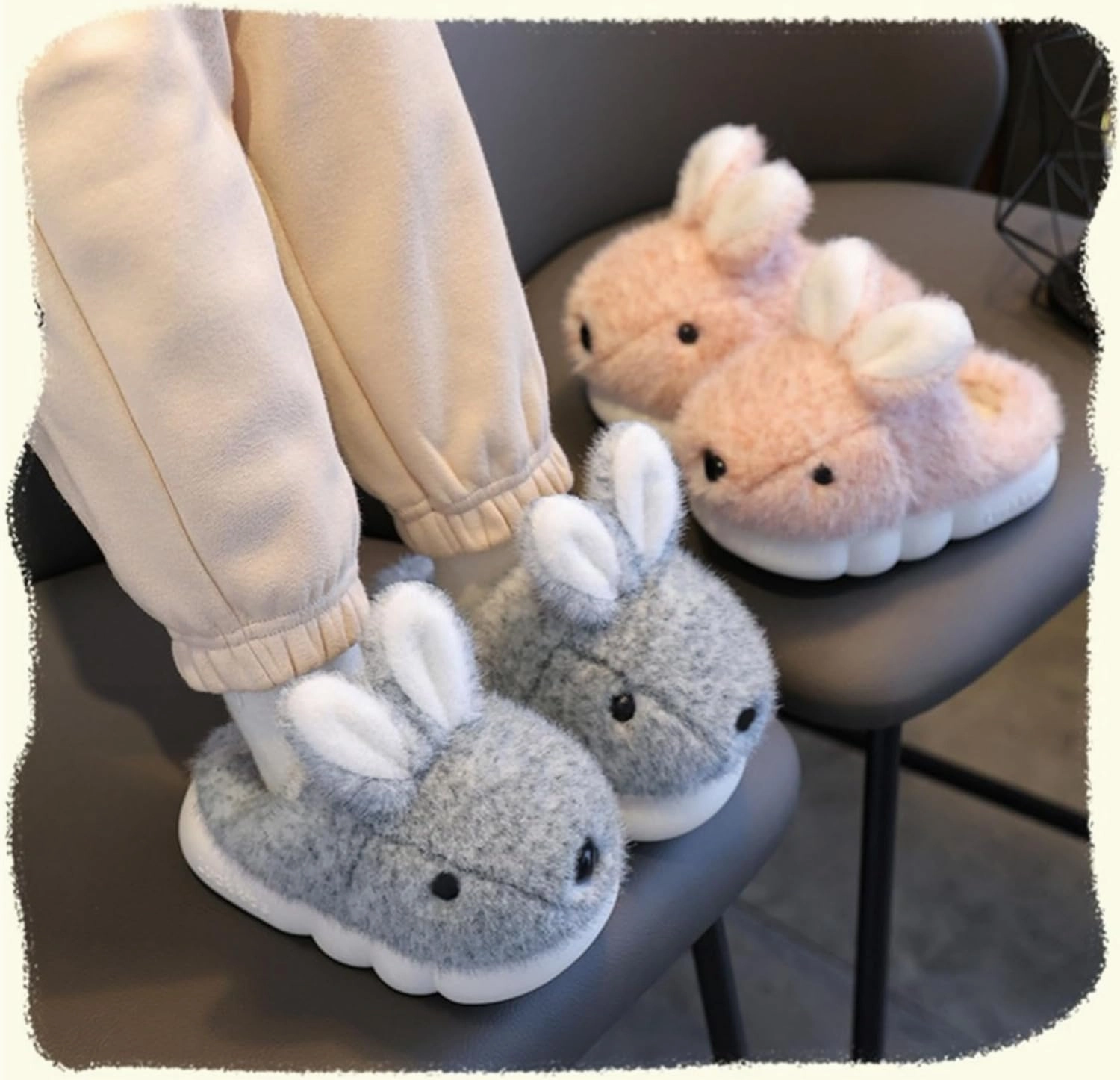 Cute Women's Rabbit Slippers - Warm & Plush, Cartoon Design, Perfect for Winter & Indoor/Outdoor Use