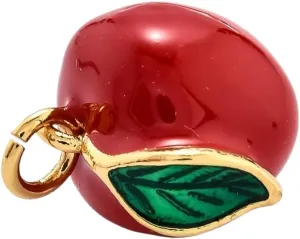 DanLingJewelry 5Pcs Mini Brass Enamel Red Apple Charms 3D Imitation Fruit Food Hanging Ornaments for DIY Jewelry Craft Supplies