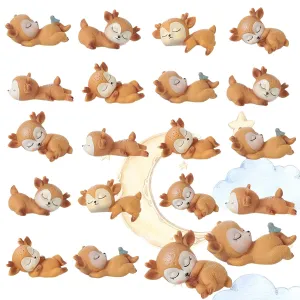 Deer Figurines Cake Toppers for Baby Shower Woodland Animal Deer Topper Cute Doe Fawn Cake Ornaments Decorations for Birthday Wedding Anniversary Party(20 Pieces)