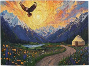 Different Sky On The Grassland，500 Pcs Adult Wooden Jigsaw Puzzles,Colorful Works of Art，Difficult Entertainment Games，Exercising Patience and Hands-On Ability，Enjoy The Process