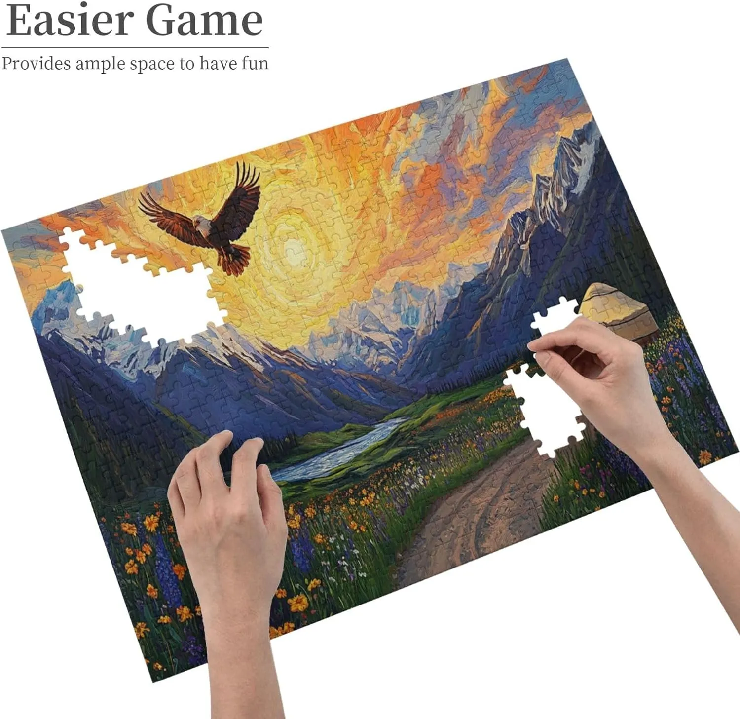 Different Sky On The Grassland，500 Pcs Adult Wooden Jigsaw Puzzles,Colorful Works of Art，Difficult Entertainment Games，Exercising Patience and Hands-On Ability，Enjoy The Process