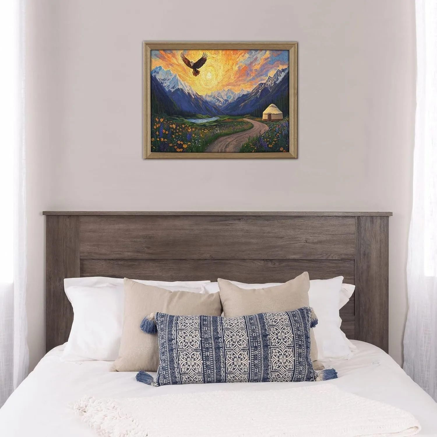 Different Sky On The Grassland，500 Pcs Adult Wooden Jigsaw Puzzles,Colorful Works of Art，Difficult Entertainment Games，Exercising Patience and Hands-On Ability，Enjoy The Process