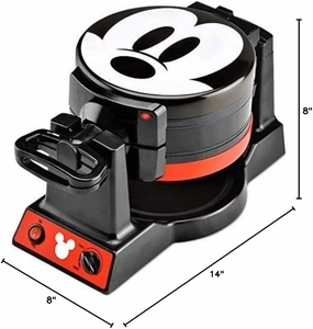Disney Mickey Mouse MIC-62 Double Flip Waffle Maker, 8"D x 14"W x 8"H, Black, Red