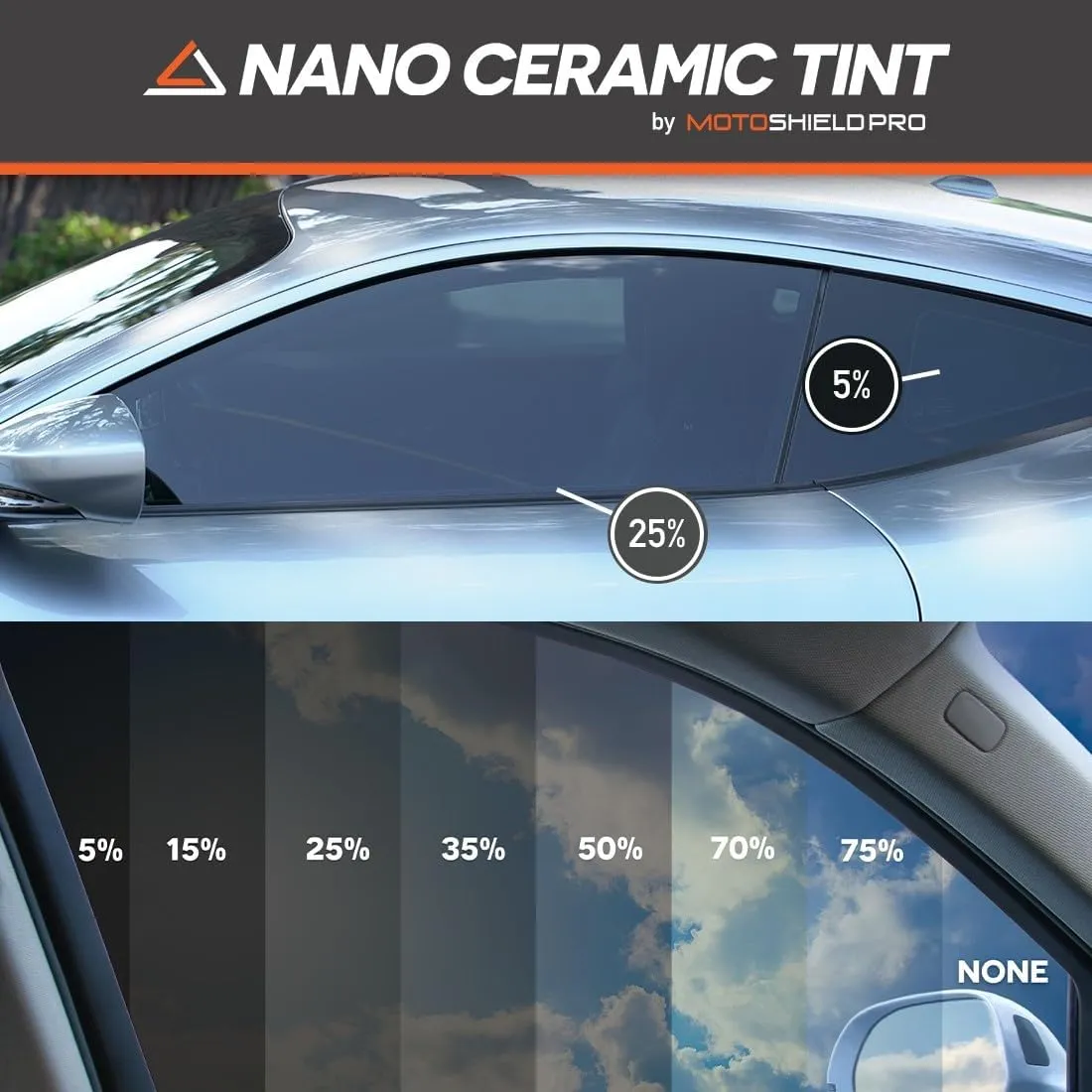 DIY-MotoShield Pro Premium Nano Ceramic Tint (35% VLT) 30” in x 15’ ft Roll | Professional Window Film for Auto, Reduce Infrared Heat & Block UV by 99%
