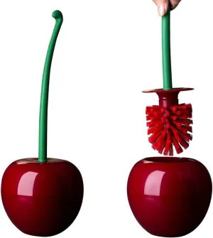 Dora Bridal Toilet Brush and Holder Set, Cherry Toilet Brush Set, Cute Toilet Bow Brush with Long Handle, Bathroom Tool Cleaner Accessories for Cherry Bathroom Decor(1 Brush, 1 Holder)