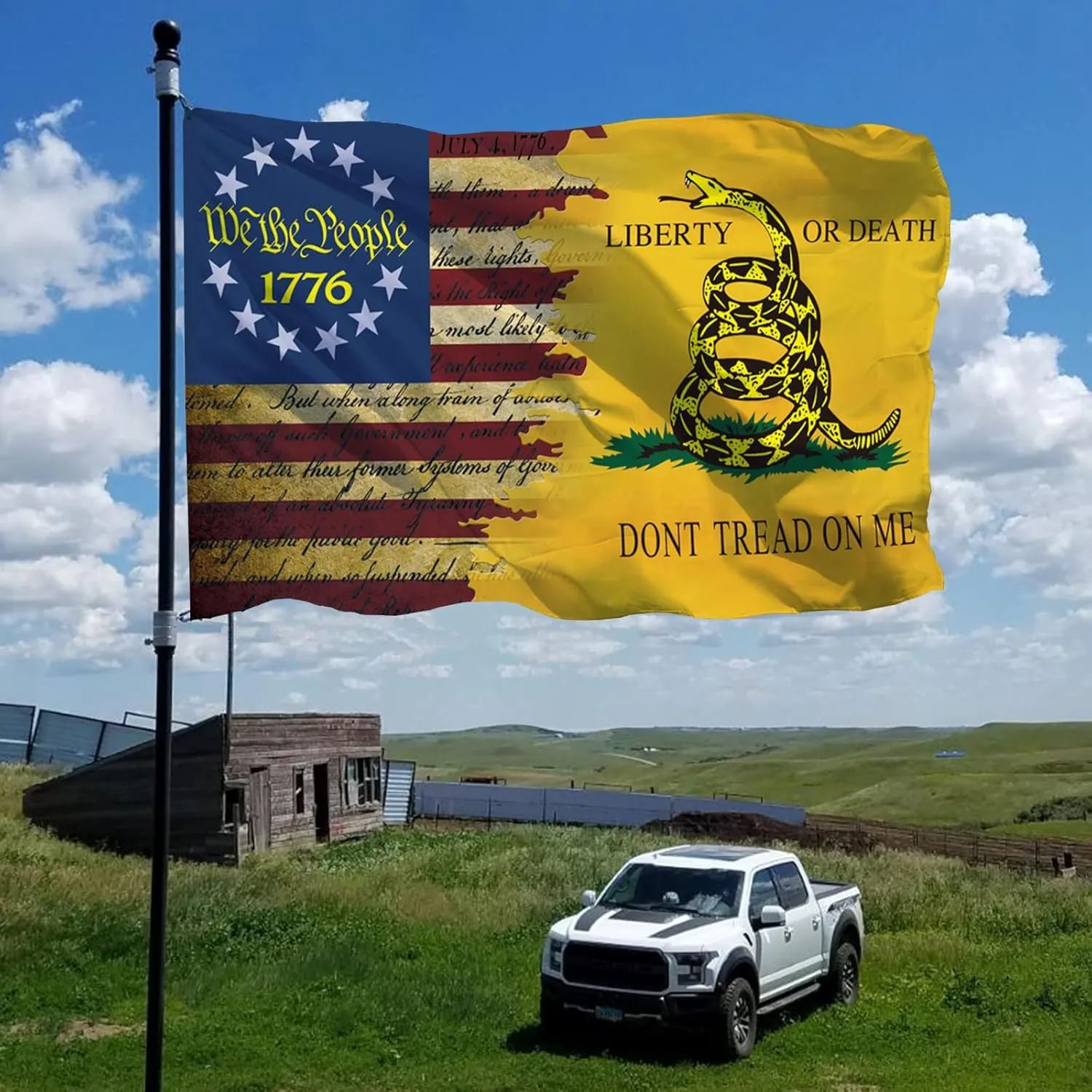 Double Sided Don't Tread On Me Flag 3x5 Ft, Gadsden Dont Tread On Me Flags Banner, 3 Ply USA American Rattlesnake Garden Flag Outdoor With UV Fade Proof