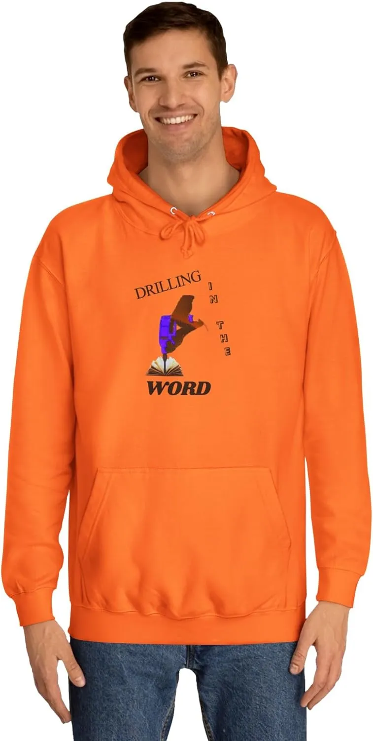 Drilling Word Unisex College Hoodie, Casual Sweatshirt, Streetwear, Gift for Students, College Apparel, Unique Graphic Hoodie