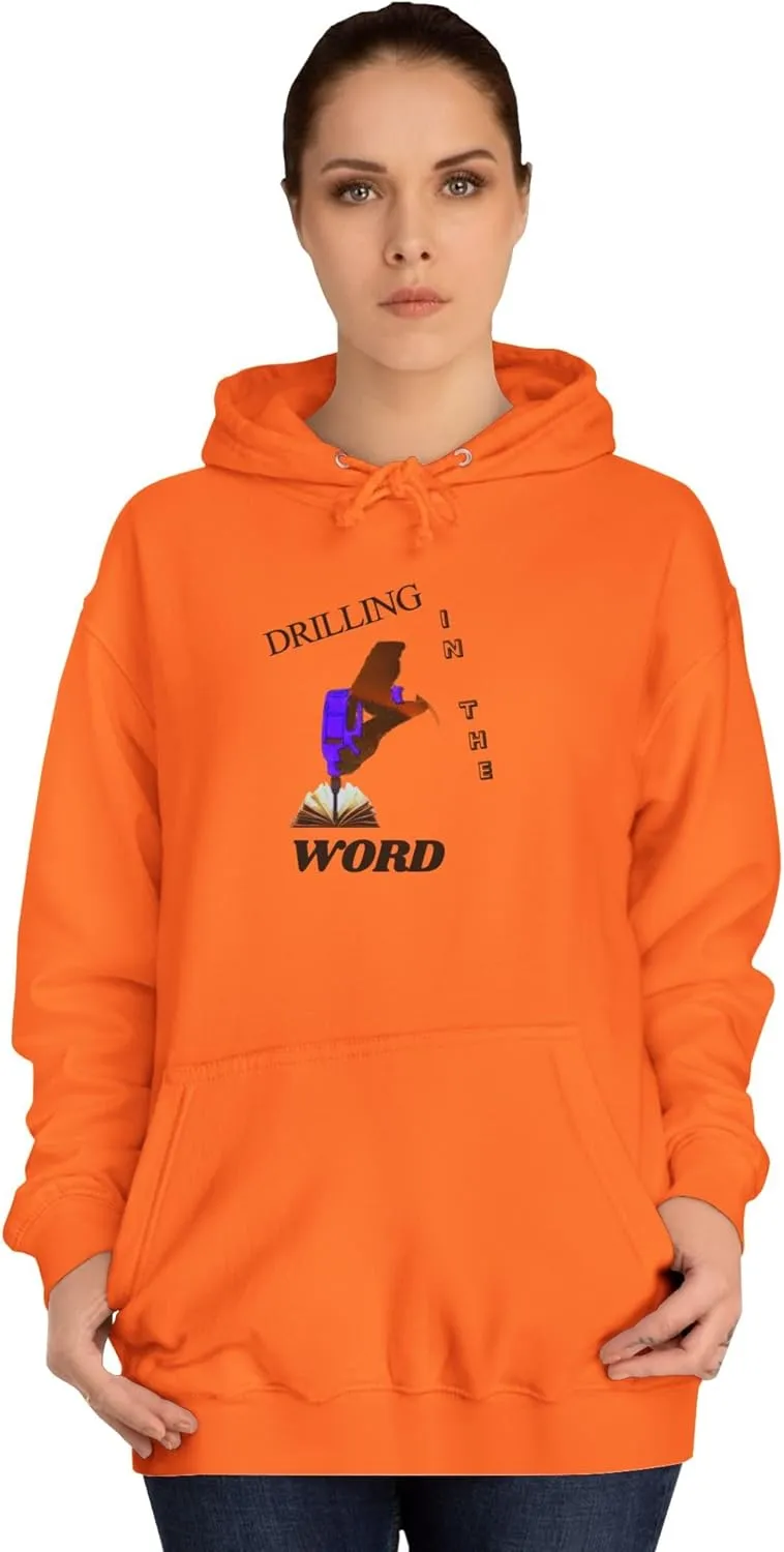 Drilling Word Unisex College Hoodie, Casual Sweatshirt, Streetwear, Gift for Students, College Apparel, Unique Graphic Hoodie