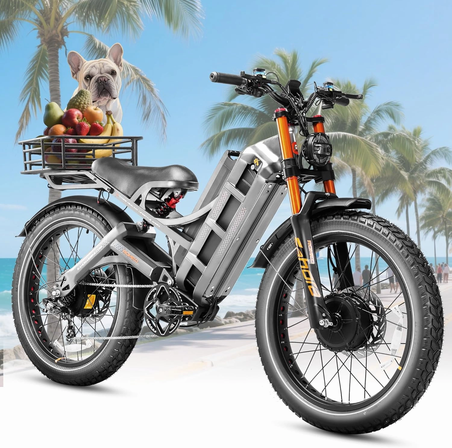 eAhora Romeo Pro 3 [2025 Latest] 50 Mph Electric Bike for Adults, 5000W Dual Motor Ebike, 60V 80Ah 250 Miles Long Range Electric Bike, 26”*4.0 Fat Tire Air Full Suspension Off-Road E-Bike, UL2849