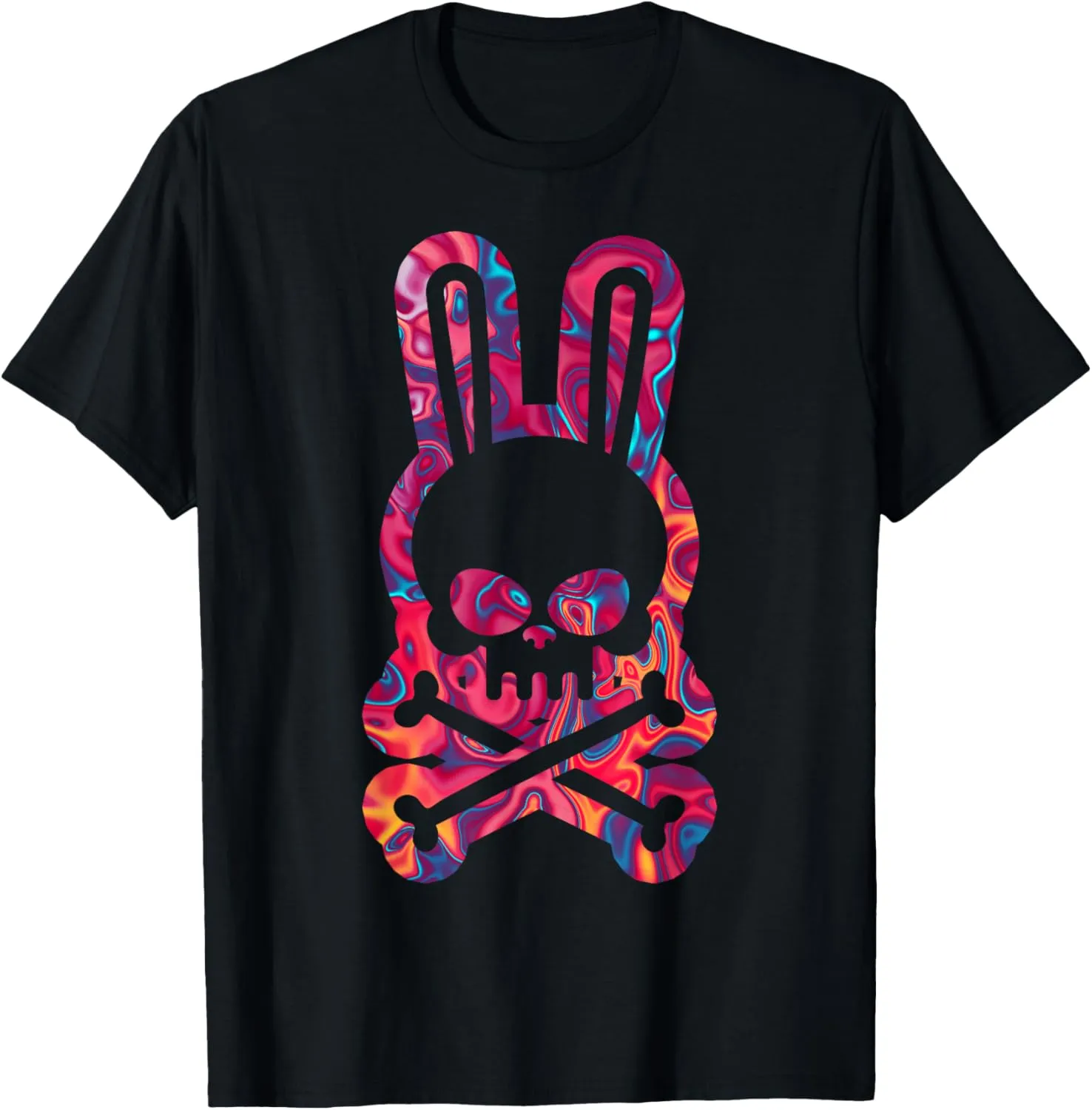 Easter Bunny Retro Tie Dye Bunny Skull Cross Bone Halloween T-Shirt