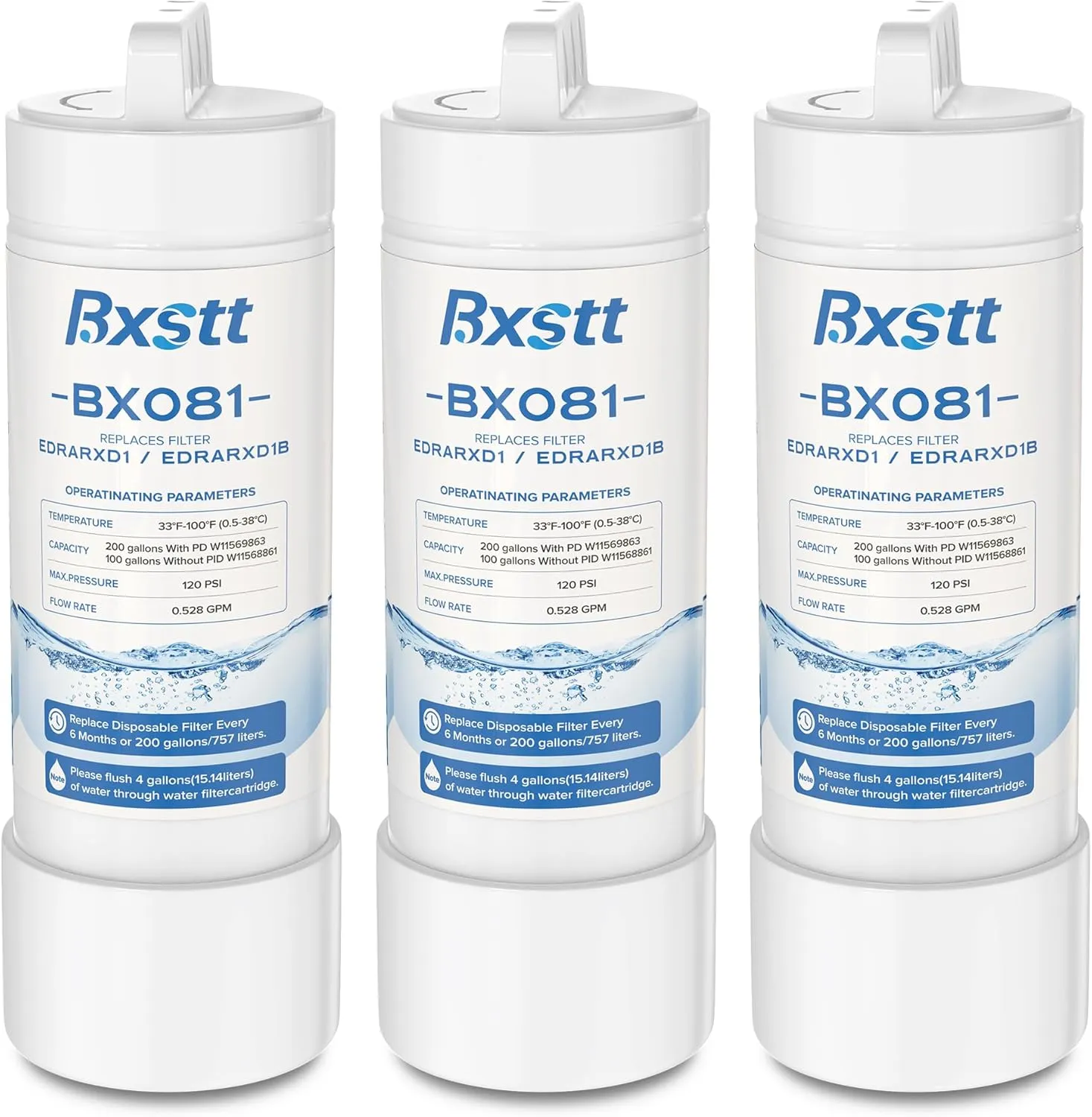 EDRARXD1 water filter replacement for Whirlpool EDRARXD1, Everydrop Filter A, EDRARXD1B 3PACKS