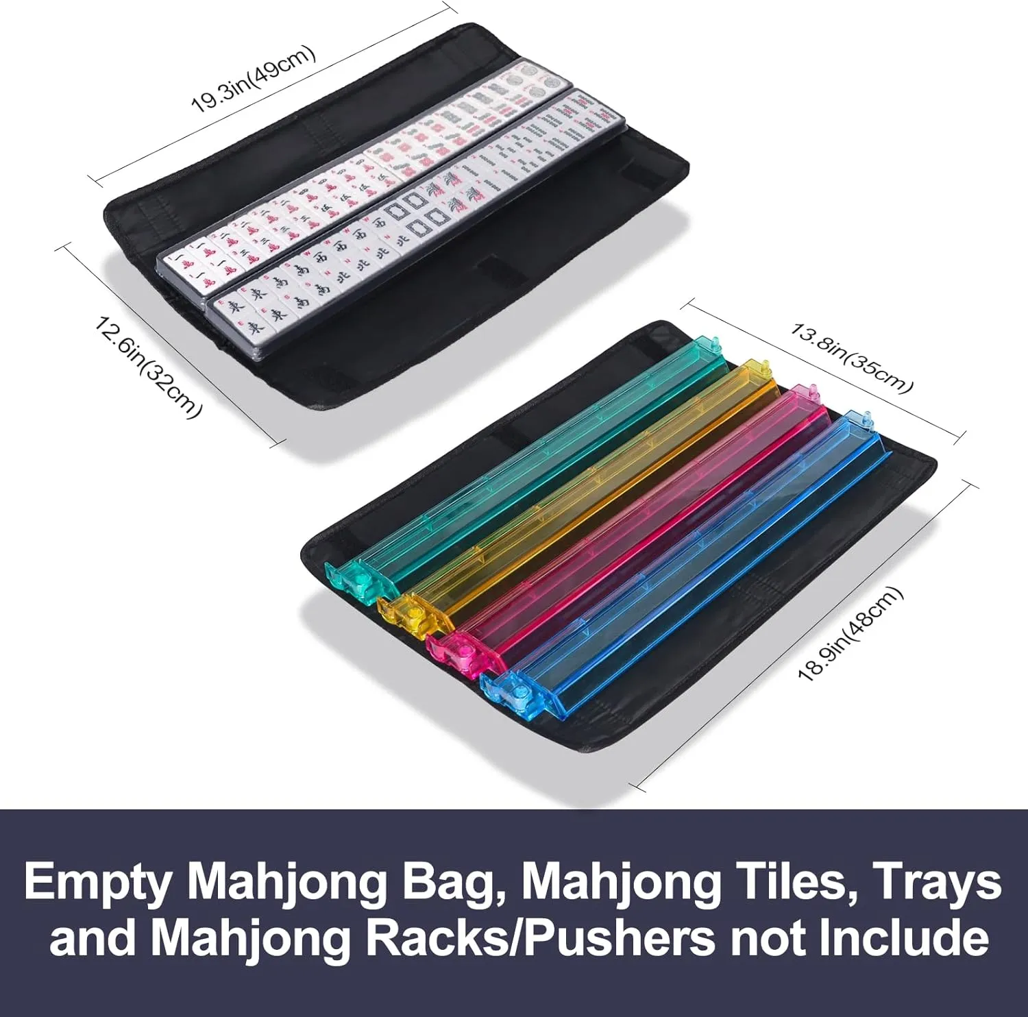 Empty Mahjong Bag,Blue Soft American Mahjong Bag with Two Wrappers (Case Only)