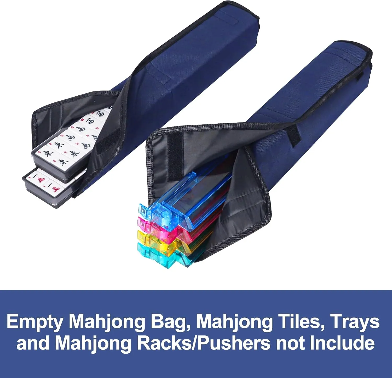 Empty Mahjong Bag,Blue Soft American Mahjong Bag with Two Wrappers (Case Only)