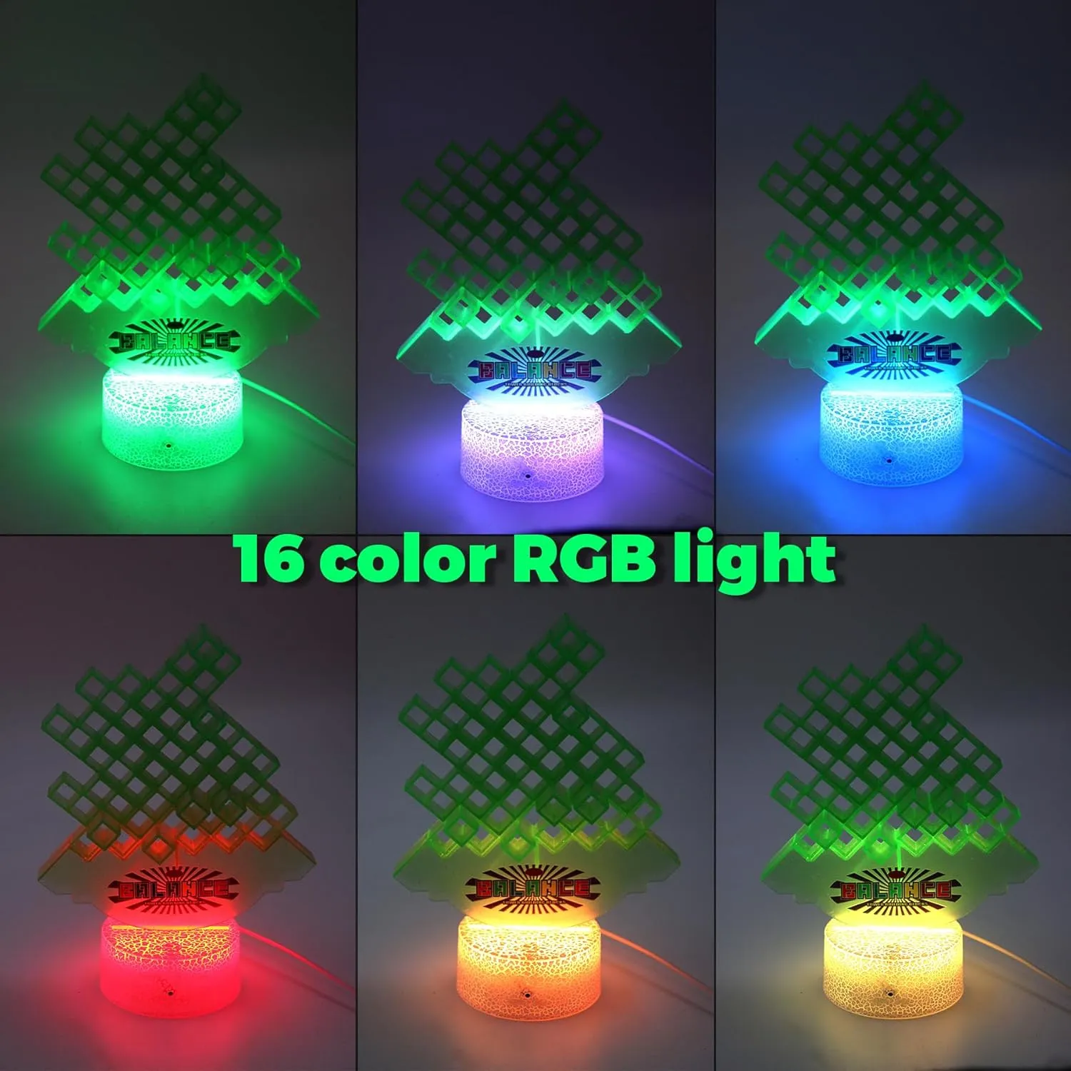 FAVANTIME 32pcs LED Attack Stack Game Tetra Balance Tower Stacking Blocks Board Games for 1-4 Players Family Games for Kids, Adults, Party, Travel Team Building Blocks Toys