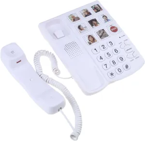Fixed Landline Phone Big Button Desk Telephone with Number Memory and Redial Wall Mountable for Seniors