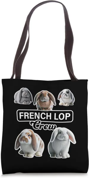 French Lop Rabbit Crew Funny Bunny Tote Bag