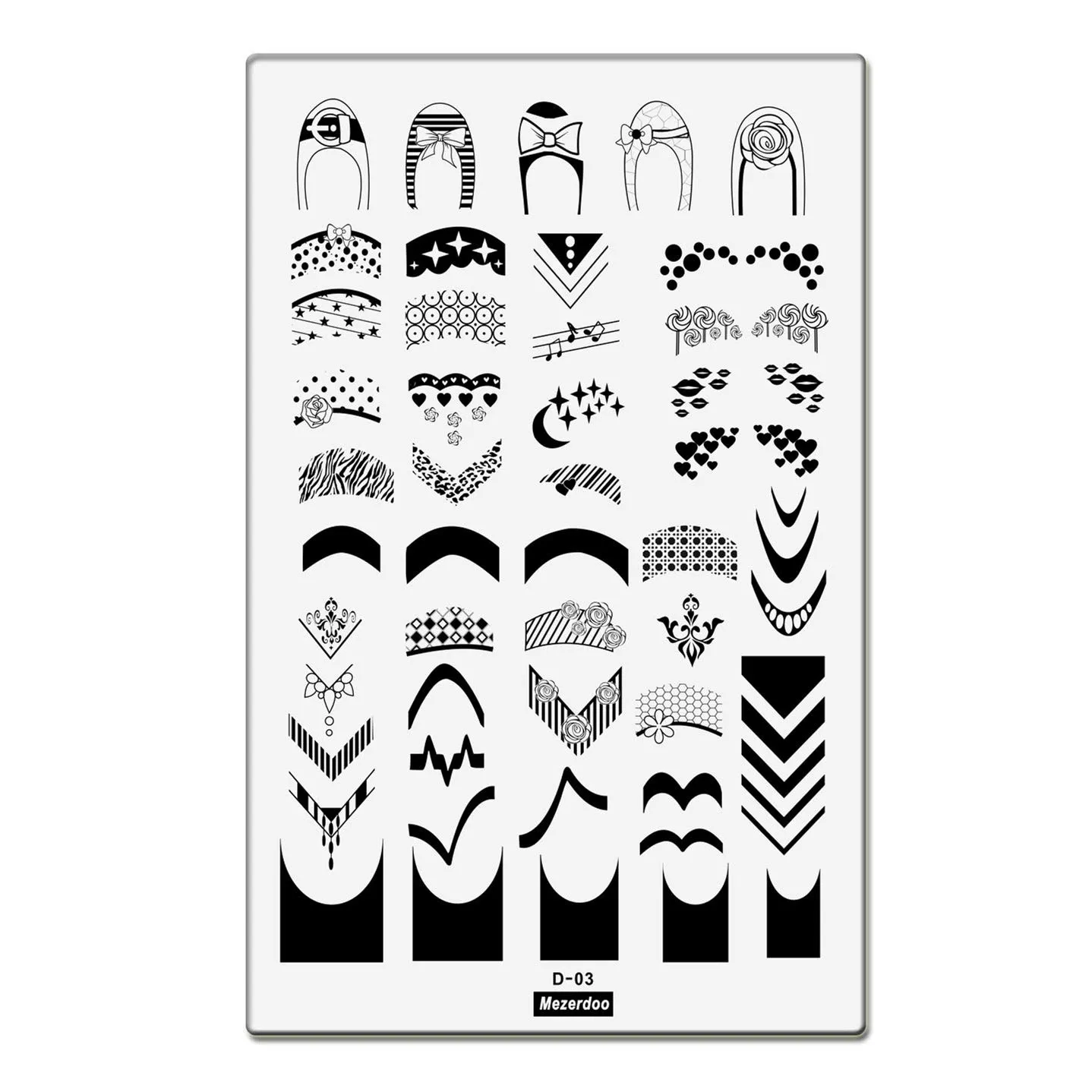 French Style Image Rose Pattern Nail Art Stamp Template Lollipop Heart Bow Stencil Steel Nail Tool