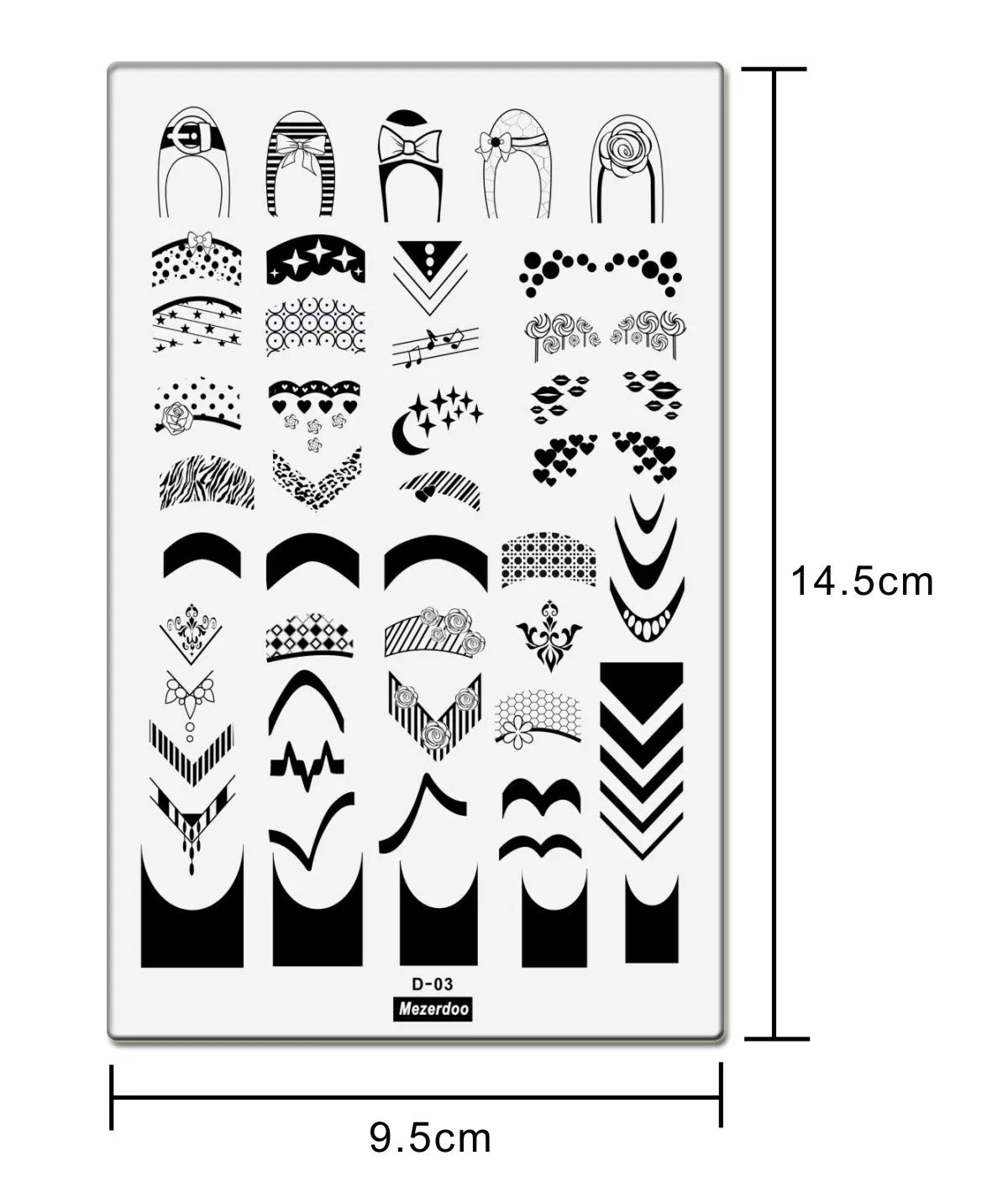 French Style Image Rose Pattern Nail Art Stamp Template Lollipop Heart Bow Stencil Steel Nail Tool