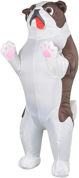 Funny Inflatable Costume for Adult Blow up Bullydog Costume Halloween Party Puppy Dog Cosplay Costume Onesie