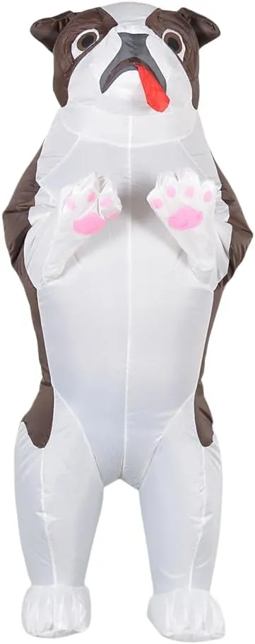 Funny Inflatable Costume for Adult Blow up Bullydog Costume Halloween Party Puppy Dog Cosplay Costume Onesie