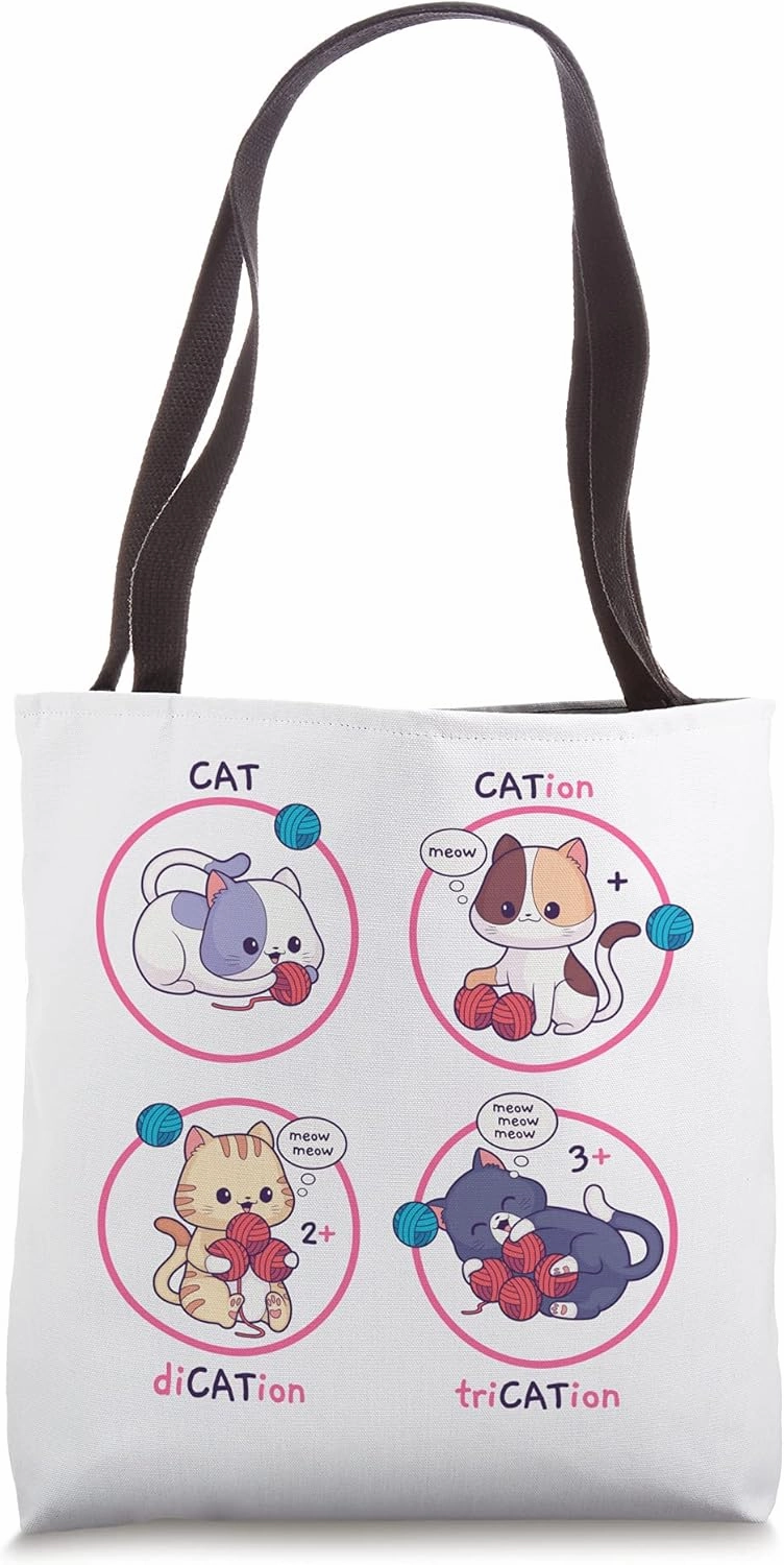 Funny Chemist Cat Cat-Ion Chemistry Science Pun Tote Bag