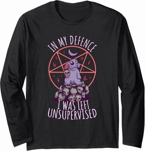 Funny hell bunny cute pentagram goth grunge Long Sleeve T-Shirt