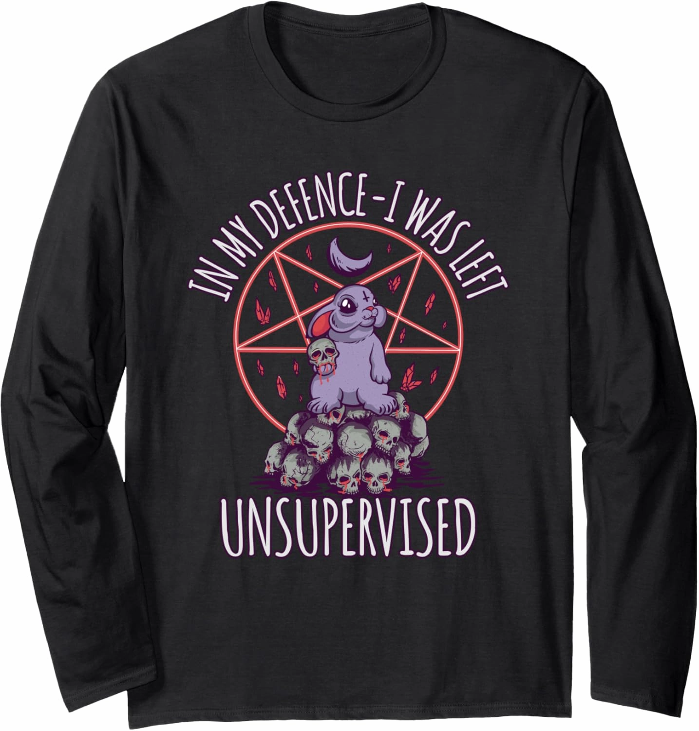 Funny hell bunny cute pentagram goth grunge Long Sleeve T-Shirt