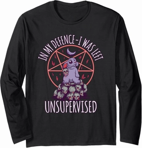 Funny hell bunny cute pentagram goth grunge Long Sleeve T-Shirt