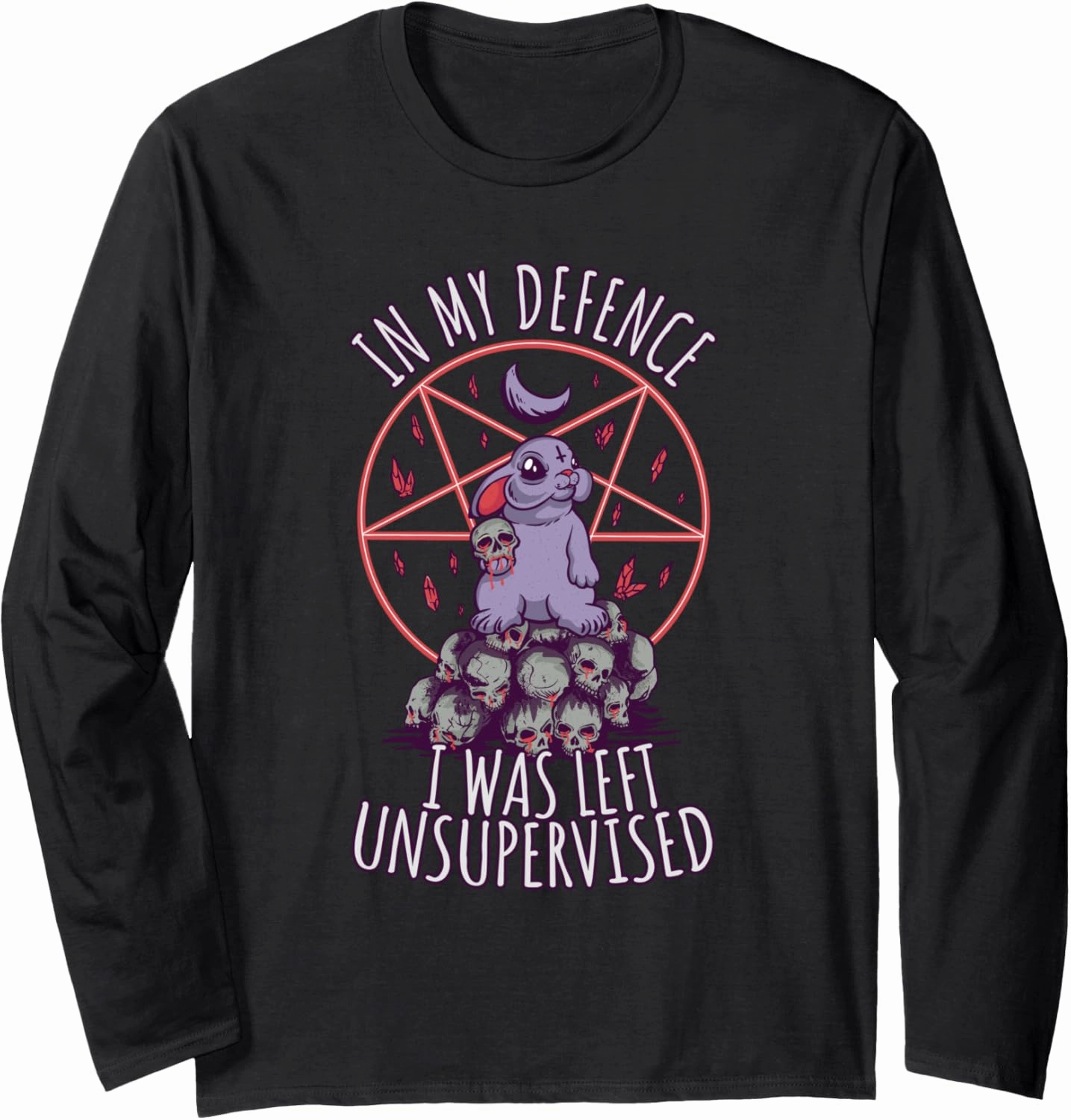Funny hell bunny cute pentagram goth grunge Long Sleeve T-Shirt